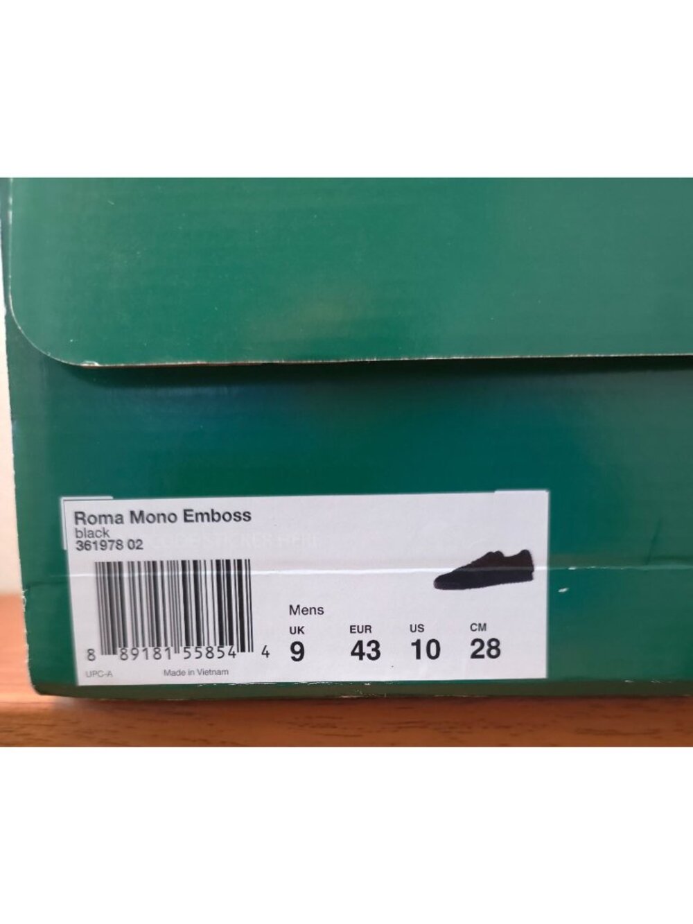 NWB Puma Roma Mono Emboss Basic Black Sneakers Men's Size 10 - Picture 9 of 9